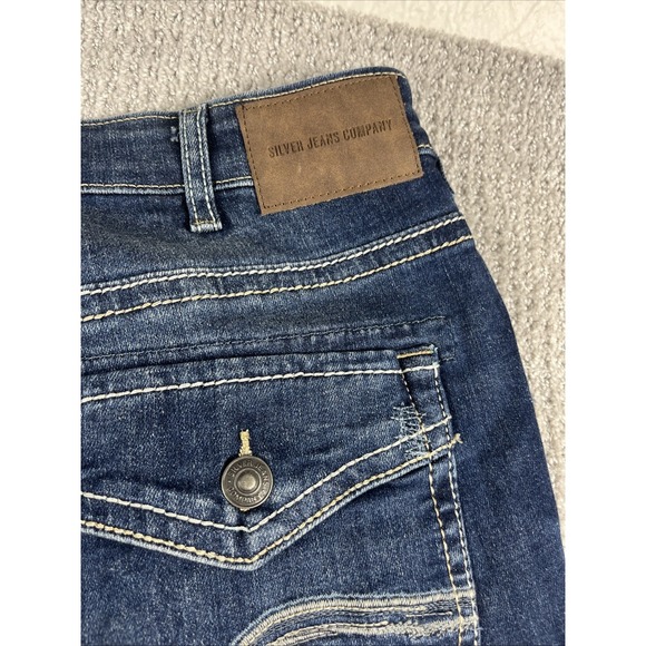 Silver Gordie Jeans Men's 33x32 Blue Denim Relaxed Fit Straight Leg Whisker NWT - Picture 11 of 13